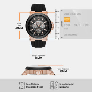 Dylan Men Automatic Black Dial Analog Silicone Watch MK9019