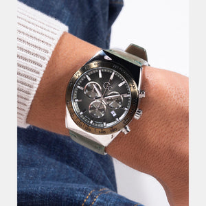 Clubhouse Chrono Men Quartz Green Dial Chronograph Leather Watch Z17004G9MF