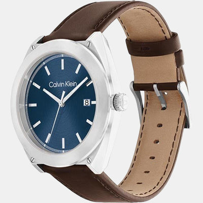 Casual Essentials Men Quartz Blue Dial Analog Leather Watch 25200200