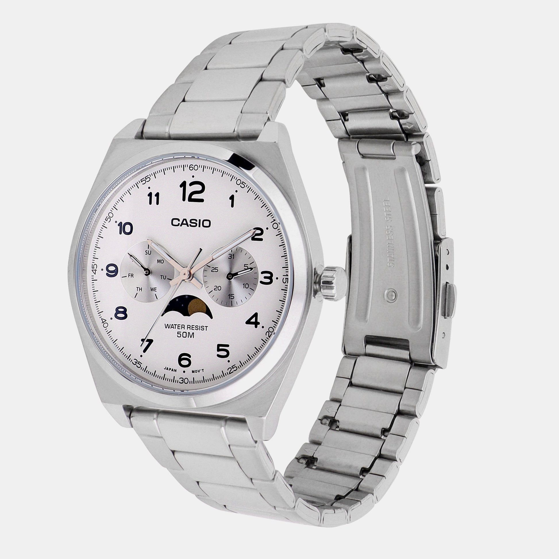 Enticer Men Quartz White Dial Chronograph Stainless Steel Watch A2176