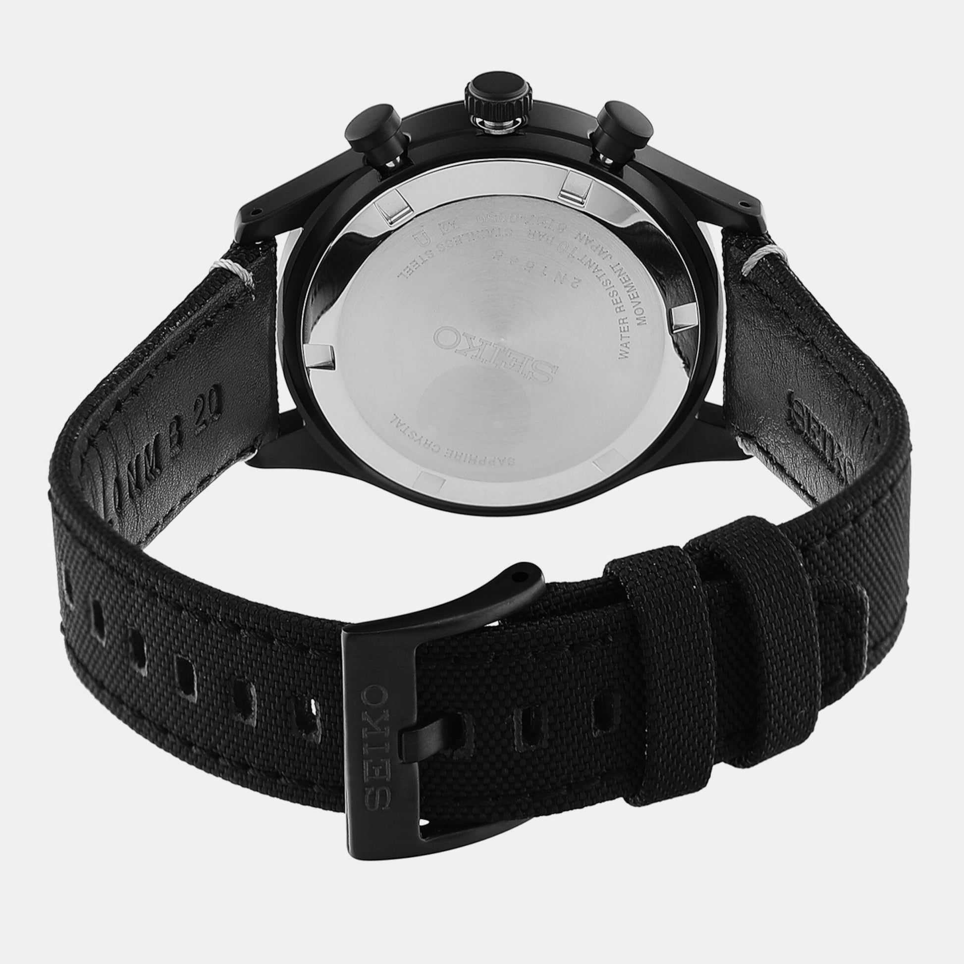 Dress Men Quartz Black Dial Chronograph Leather Watch SSB421P1