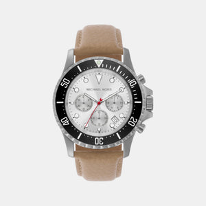 Everest Men Quartz White Dial Chronograph Leather Watch MK9092