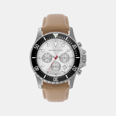 Everest Men Quartz White Dial Chronograph Leather Watch MK9092
