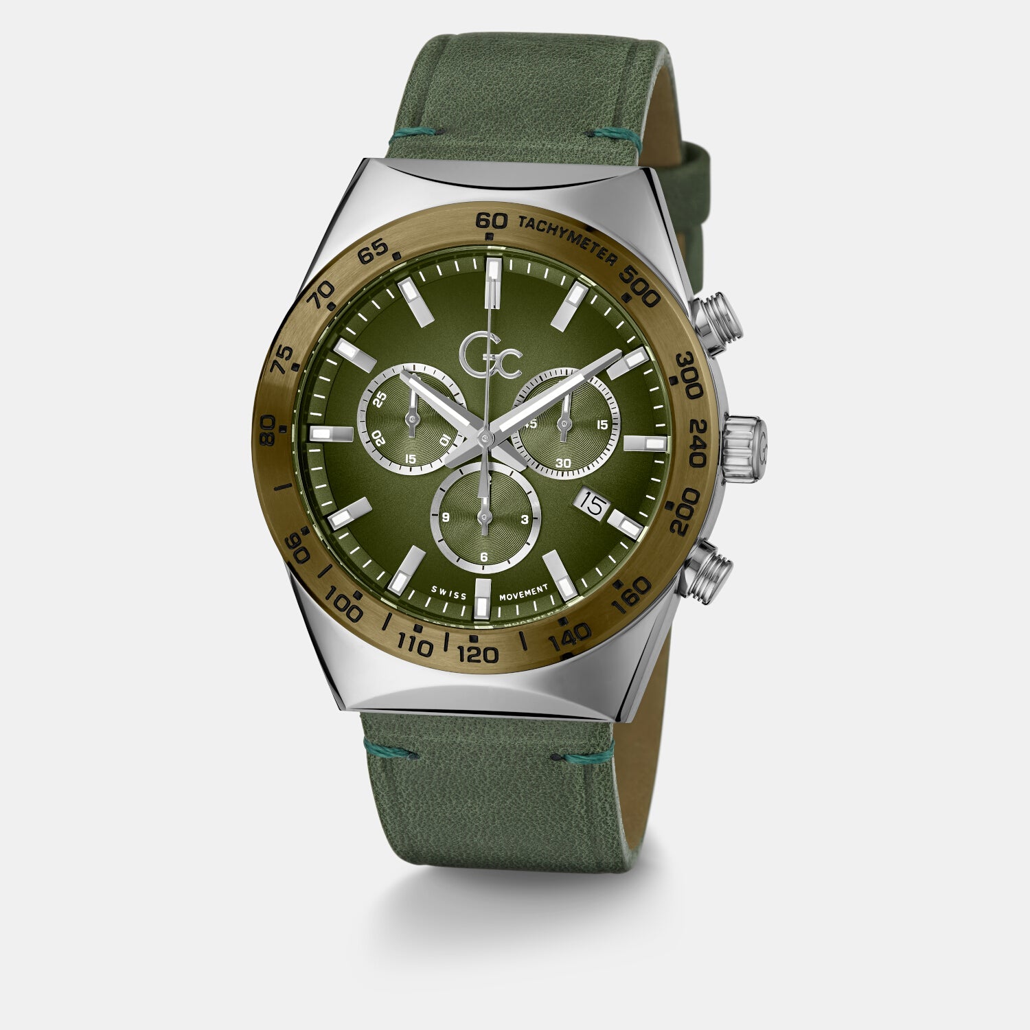 Clubhouse Chrono Men Quartz Green Dial Chronograph Leather Watch Z17004G9MF