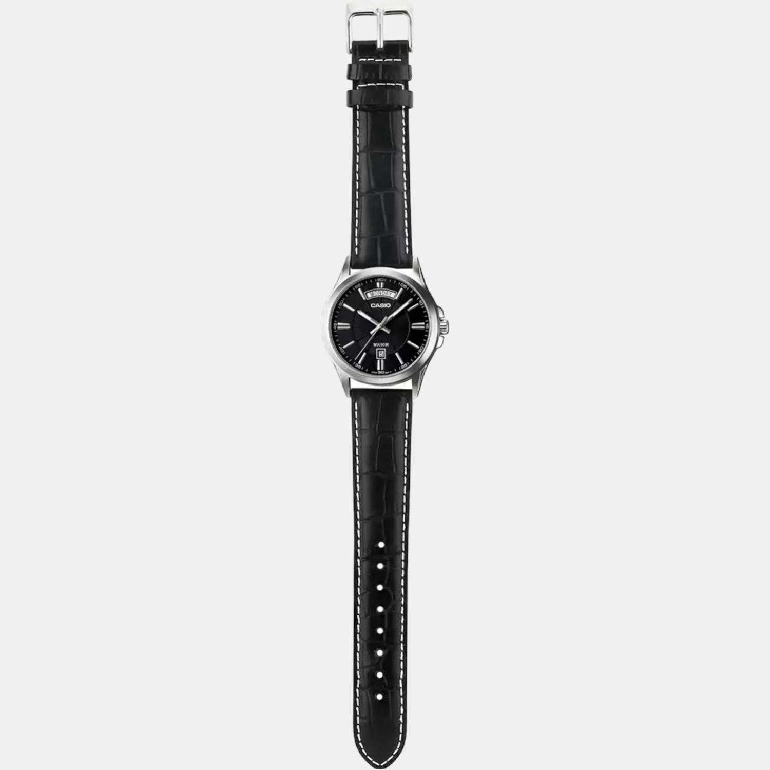 Enticer Men Quartz Black Dial Analog Leather Watch A844