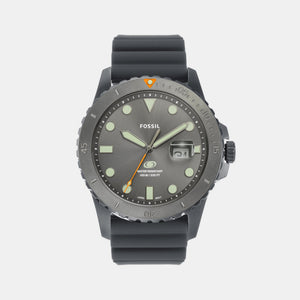 Fossil Blue Dive Men Quartz Grey Dial Analog Silicone Watch FS5994