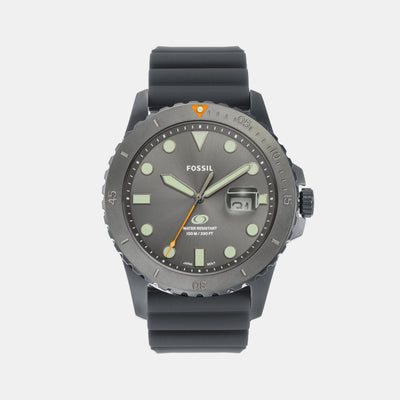 Fossil Blue Dive Men Quartz Grey Dial Analog Silicone Watch FS5994