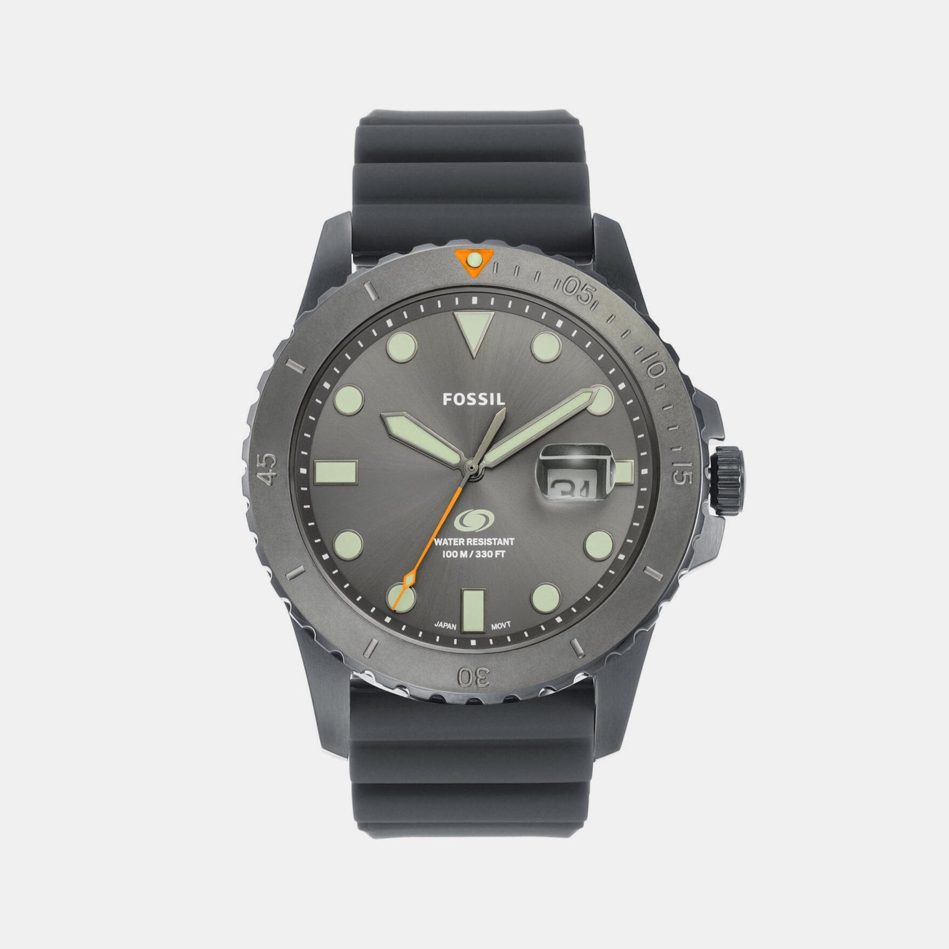 Fossil Blue Dive Men Quartz Grey Dial Analog Silicone Watch FS5994