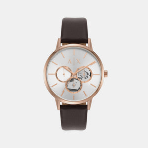Cayde Men Automatic Silver Dial Chronograph Leather Watch AX2756