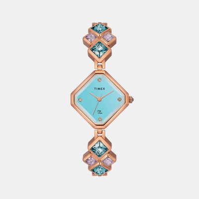 Fria Women Quartz Blue Dial Analog Brass Watch TWEL17202