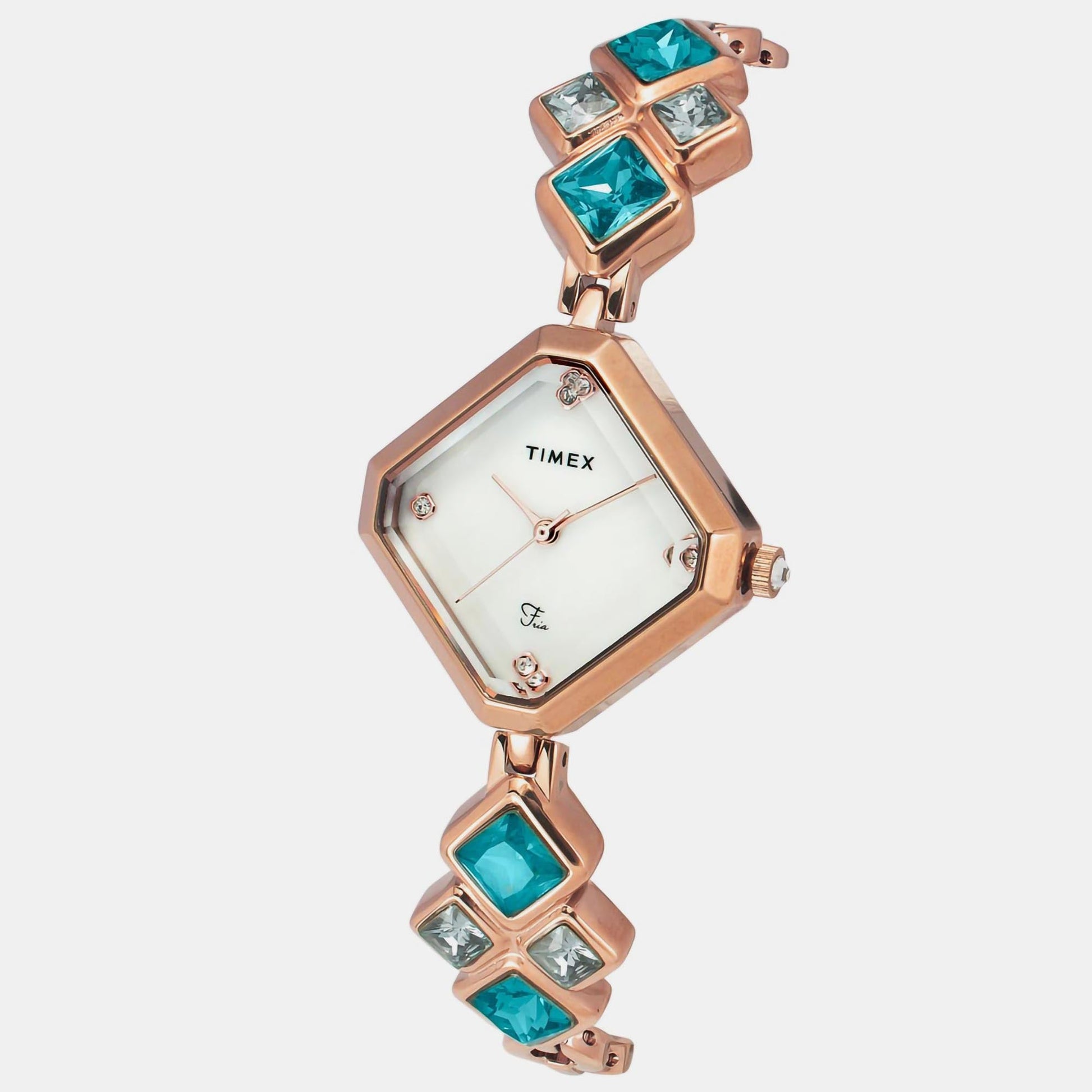 Fria Women Quartz Mother Of Pearl Dial Analog Brass Watch TWEL17200