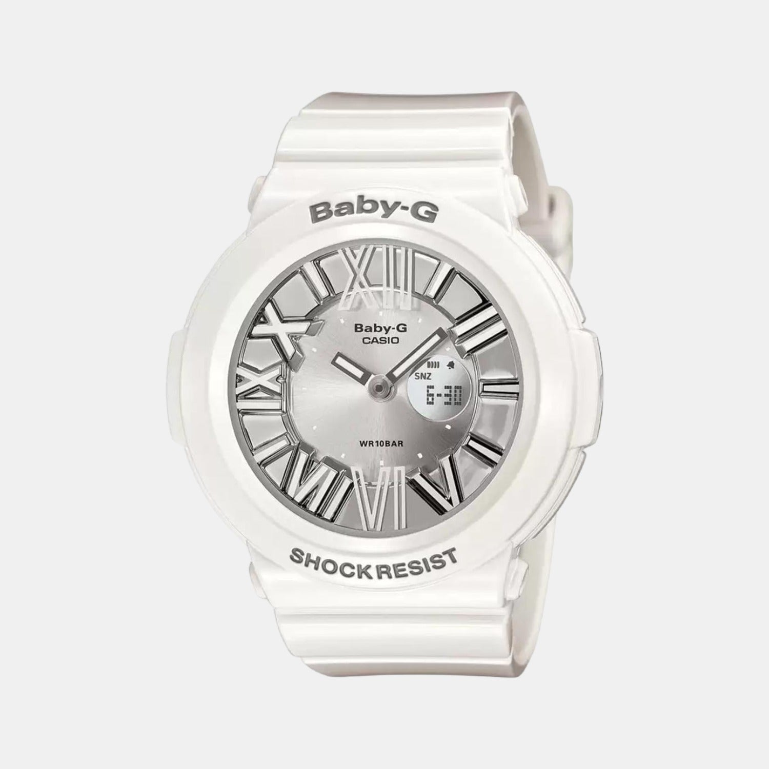Baby-G Women Quartz Silver Dial Analog-Digital Leather Watch B145