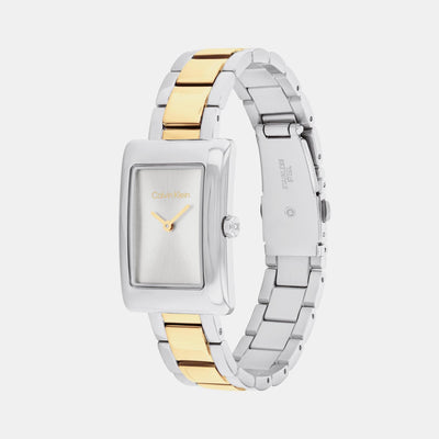 Ck Styled Women Quartz Silver Dial Analog Stainless Steel Watch 25200420
