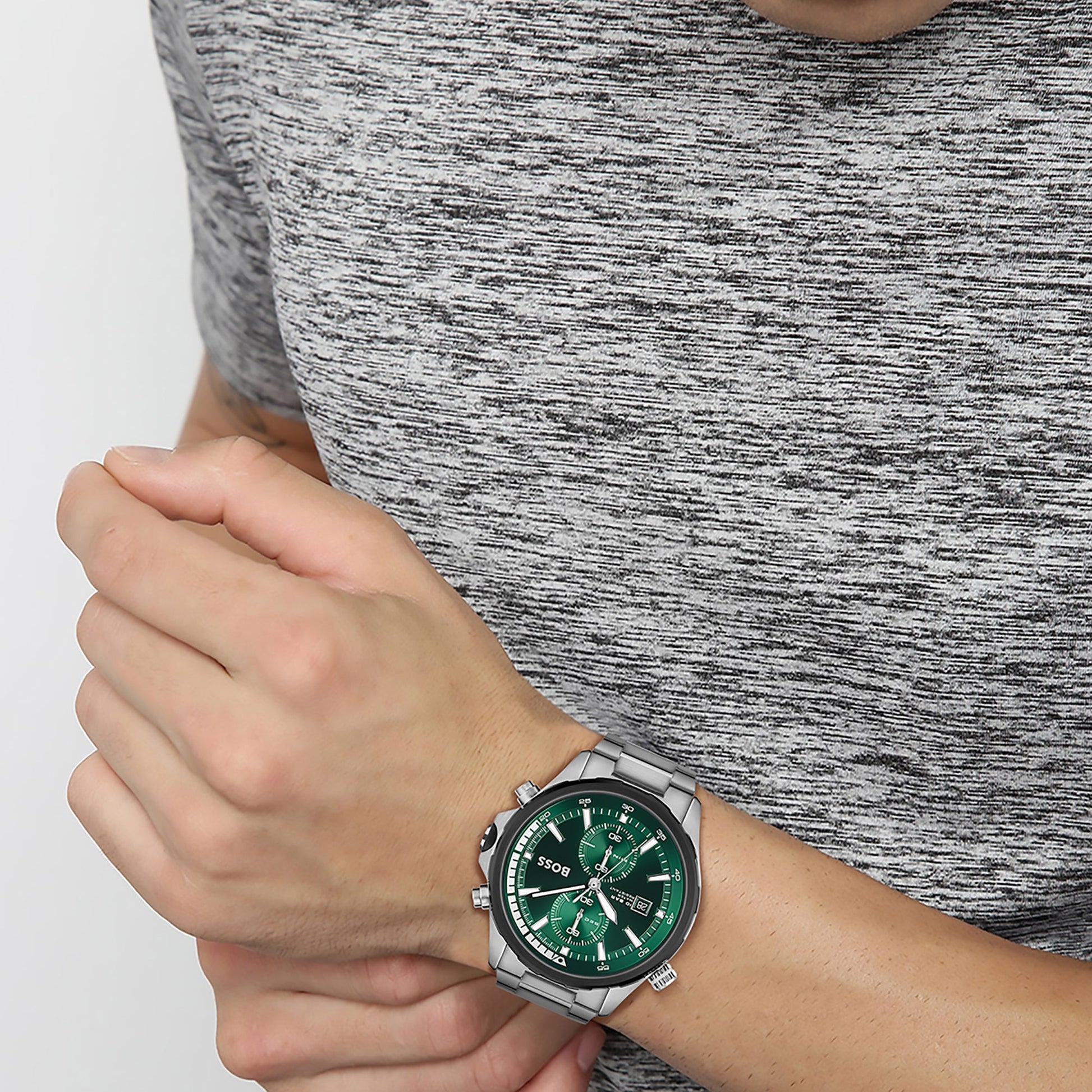 Globetrotter Men Quartz Green Dial Chronograph Stainless Steel Watch 1513930
