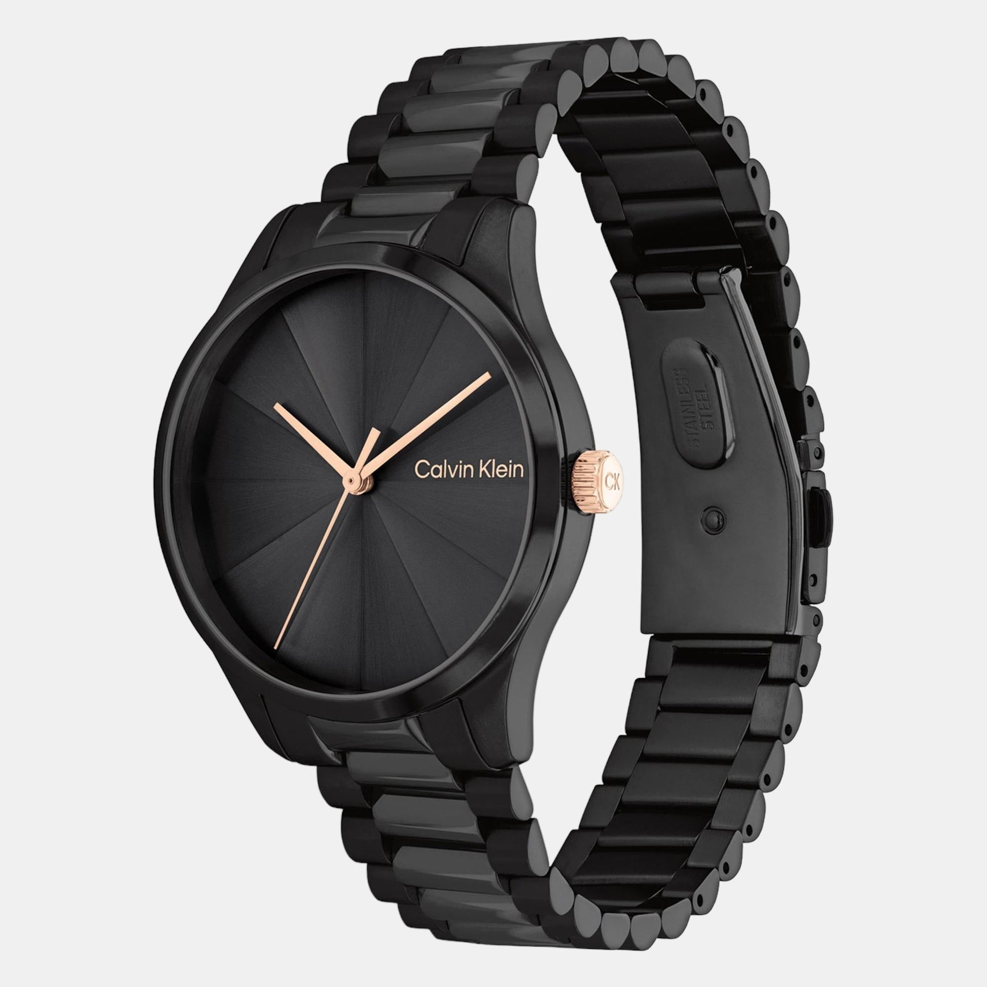 Ck Burst Unisex Quartz Black Dial Analog Stainless Steel Watch 25200233