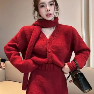 Sara Luxe Winter Coord Set with Scarf