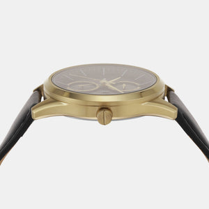 Dante Men Quartz Black Dial Analog Leather Watch AX1876