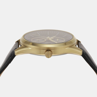 Dante Men Quartz Black Dial Analog Leather Watch AX1876