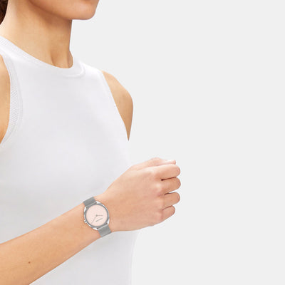 Ck Adorn Women Quartz Blush Dial Analog Mesh Watch 25200269