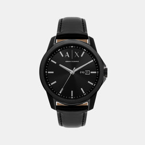 Banks Men Quartz Black Dial Analog Leather Watch AX7147SET