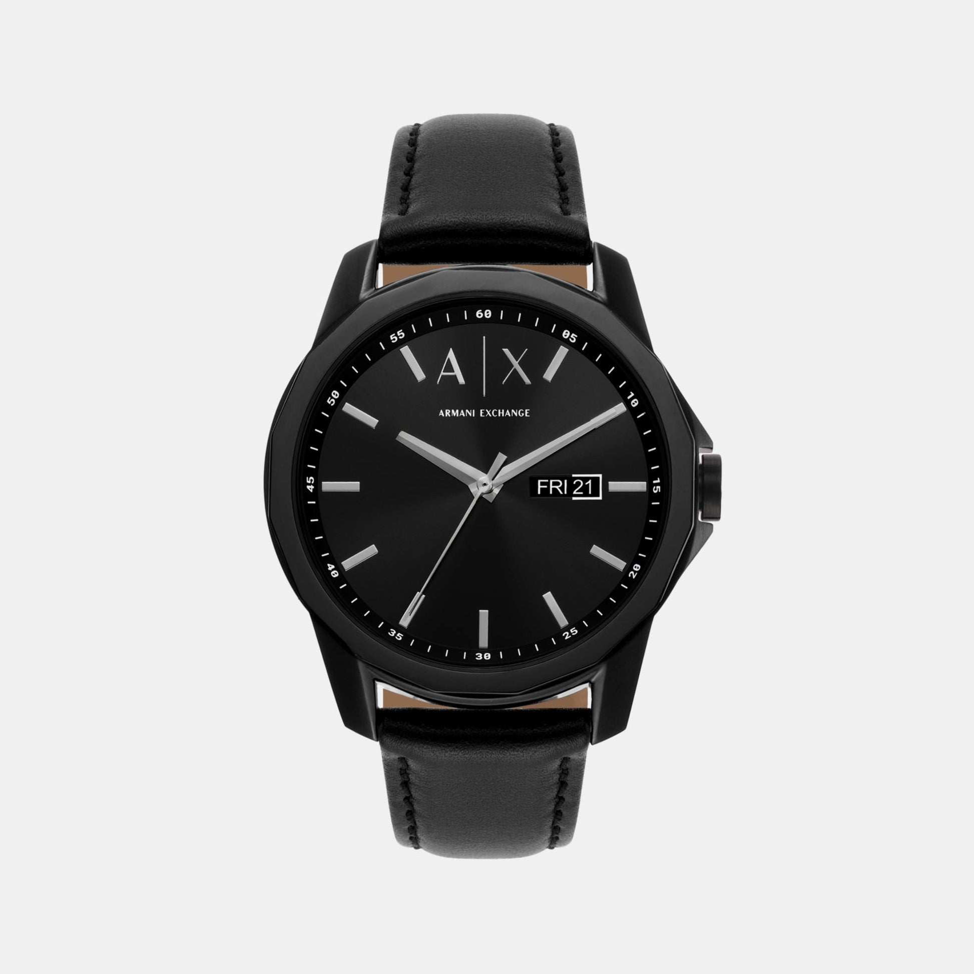 Banks Men Quartz Black Dial Analog Leather Watch AX7147SET