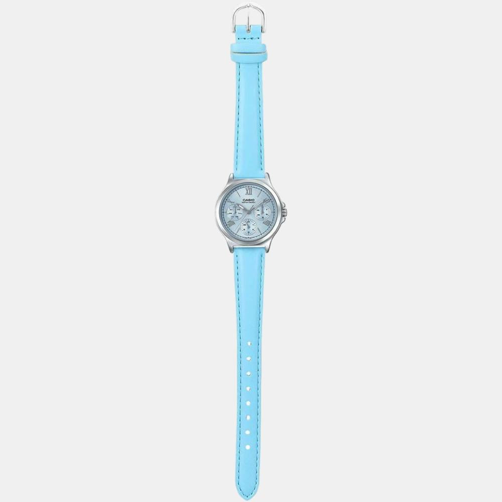 Enticer Women Quartz Blue Dial Chronograph Leather Watch A1701