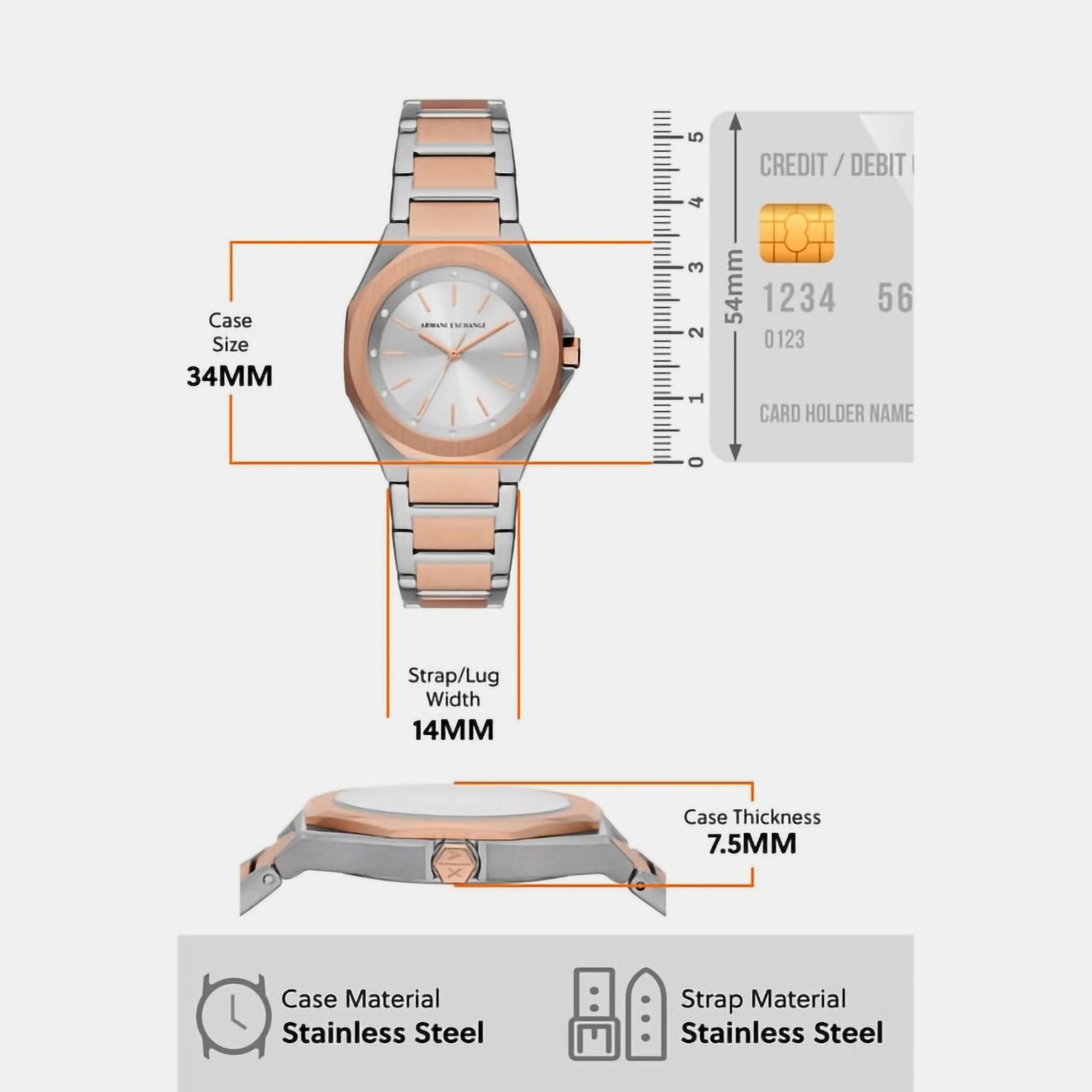 Andrea Women Quartz Silver Dial Analog Stainless Steel Watch AX4607