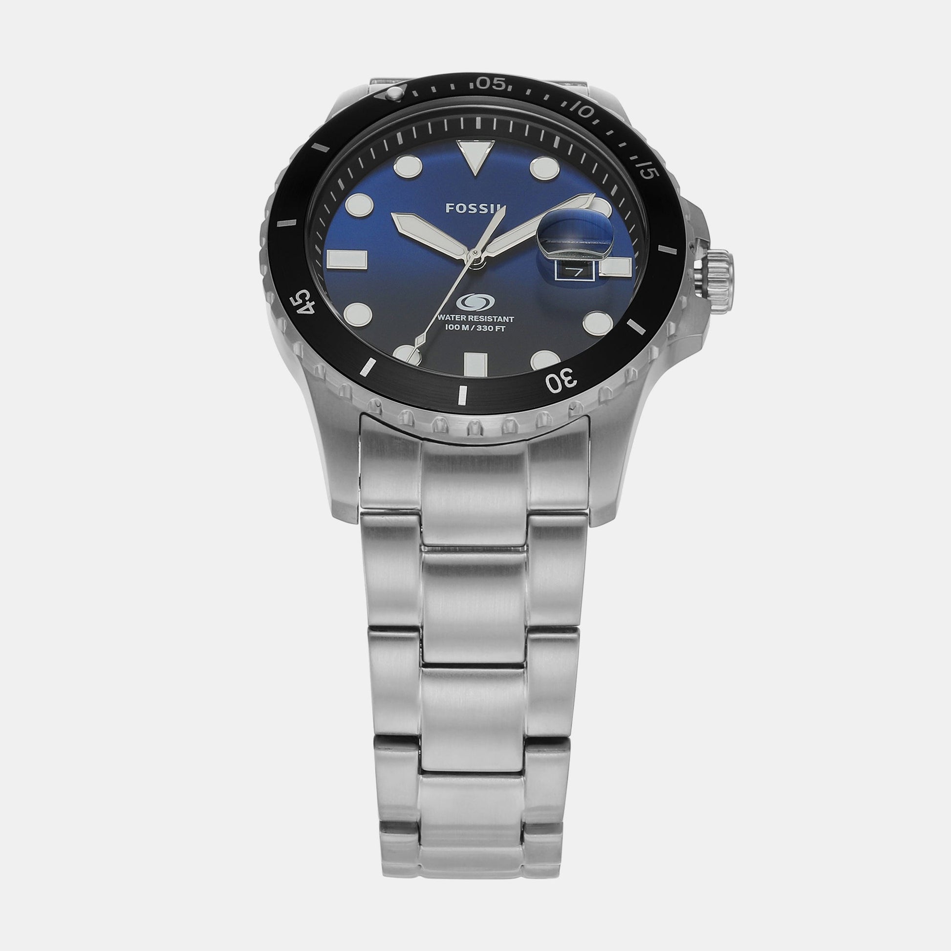 Fossil Blue Dive Men Quartz Two Tone Dial Analog Stainless Steel Watch FS6038