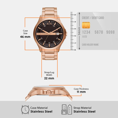 Hampton Men Quartz Brown Dial Analog Stainless Steel Watch AX2449