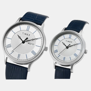 Classics Couple Quartz Silver Dial Analog Leather Watch TW00PR298
