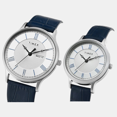 Classics Couple Quartz Silver Dial Analog Leather Watch TW00PR298