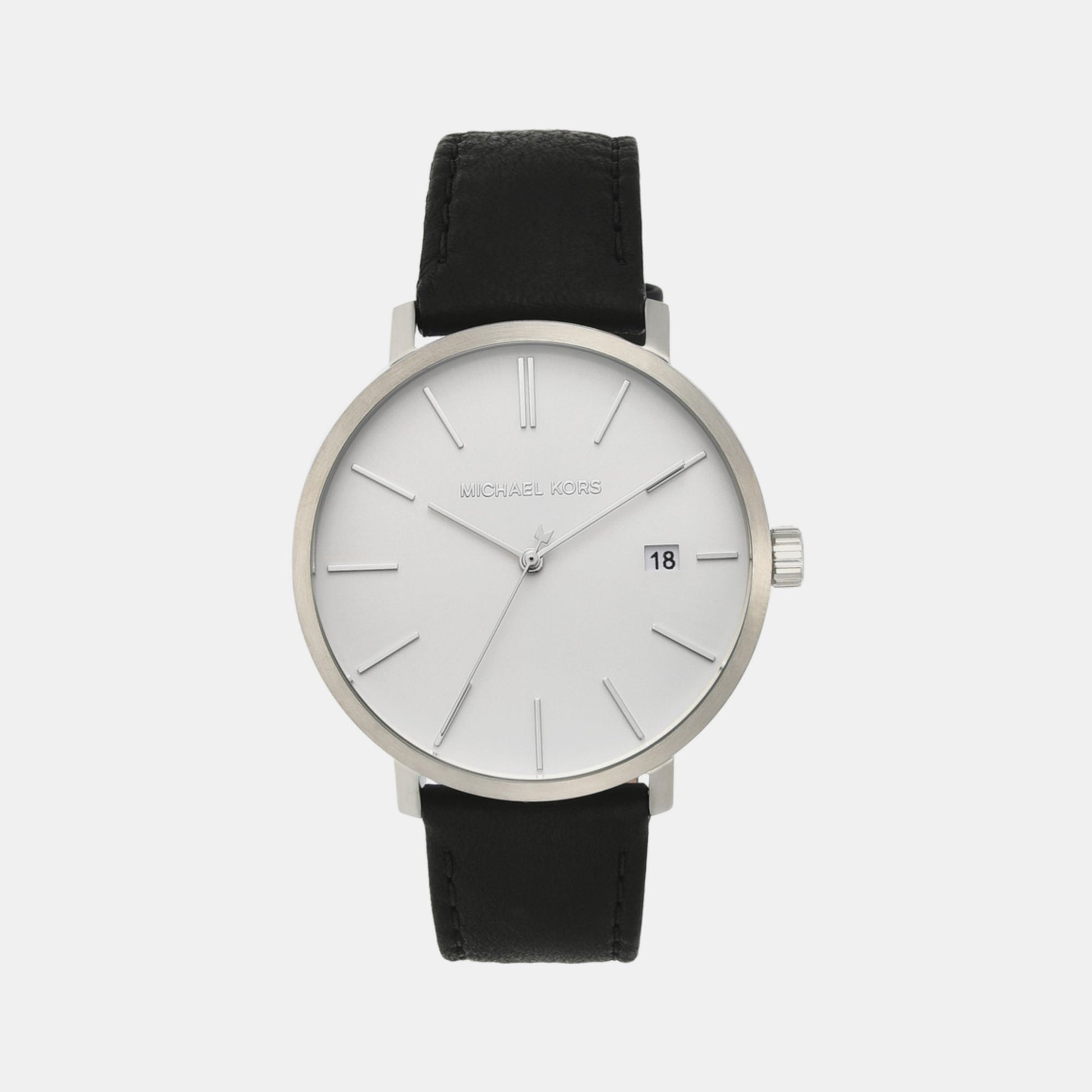 Blake Men Quartz Silver Dial Analog Leather Watch MK8674