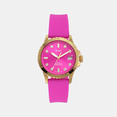 Fb-01 Women Quartz Pink Dial Analog Silicone Watch ES5290