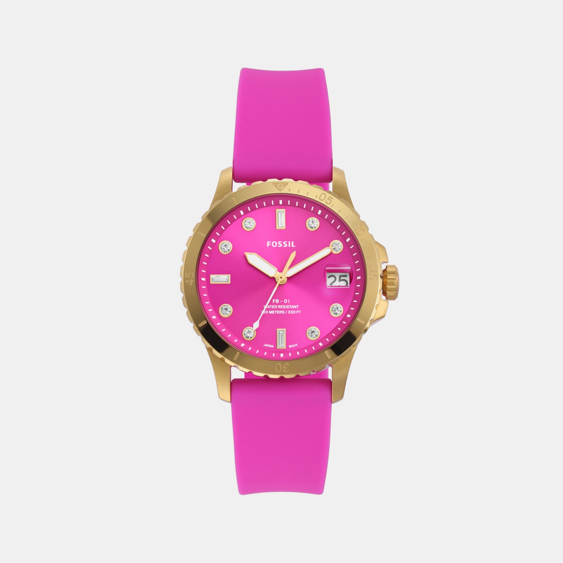 Fb-01 Women Quartz Pink Dial Analog Silicone Watch ES5290
