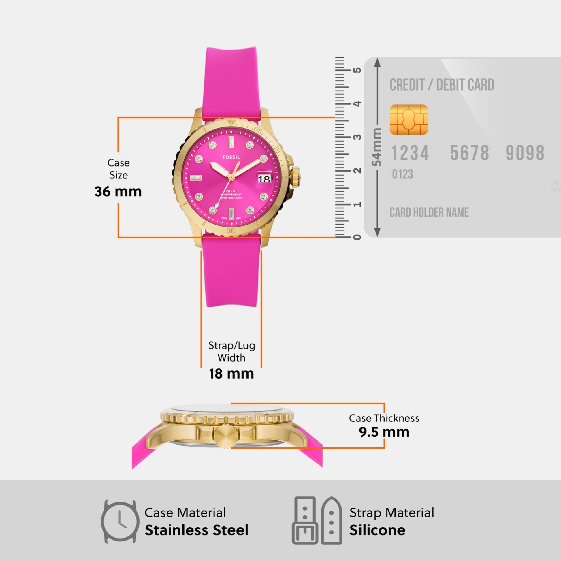 Fb-01 Women Quartz Pink Dial Analog Silicone Watch ES5290