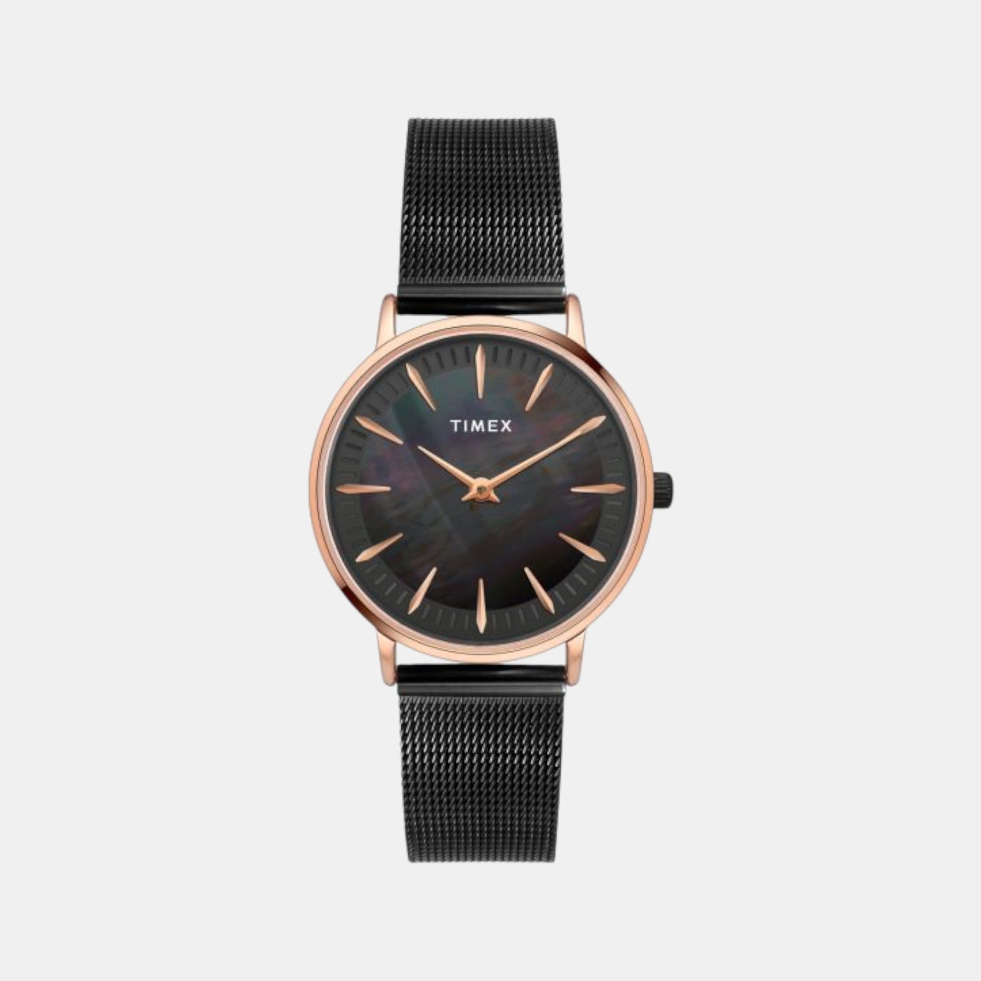 Fashion Women Quartz Black Dial Analog Stainless Steel Watch TWEL15608