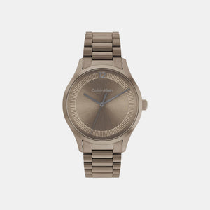 Ck Iconic Unisex Quartz Khaki Dial Analog Stainless Steel Watch 25200228