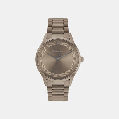 Ck Iconic Unisex Quartz Khaki Dial Analog Stainless Steel Watch 25200228