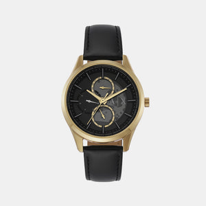 Dante Men Quartz Black Dial Analog Leather Watch AX1876