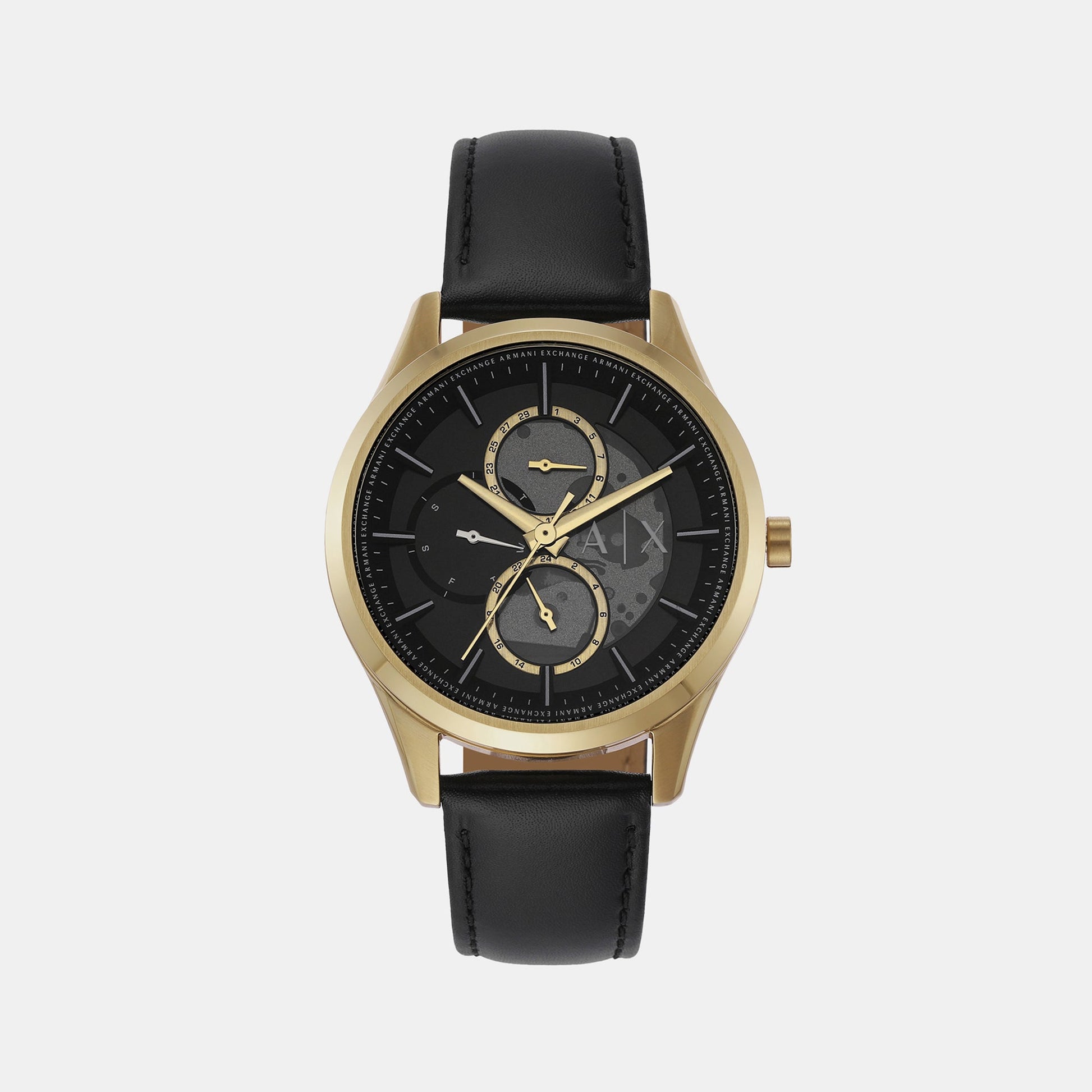 Dante Men Quartz Black Dial Analog Leather Watch AX1876