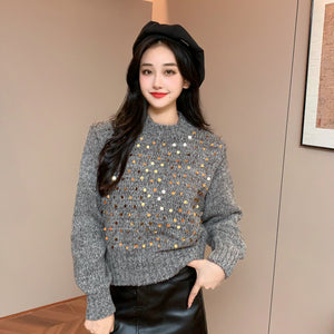 Adele Statement Woolen Sweater with Sequin Detail