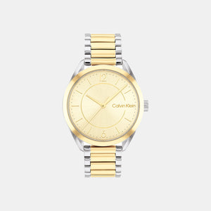 Essentials Women Quartz Gold Dial Analog Stainless Steel Watch 25200192
