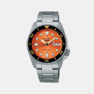 5 Sports Men Automatic Orange Dial Analog Stainless Steel Watch SRPK35K1