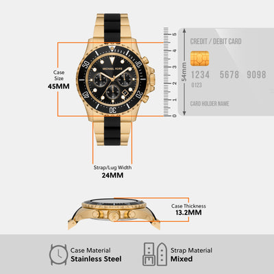Everest Men Quartz Black Dial Chronograph Stainless Steel Watch MK8979