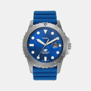 Fossil Blue Dive Men Quartz Blue Dial Analog Silicone Watch FS5998