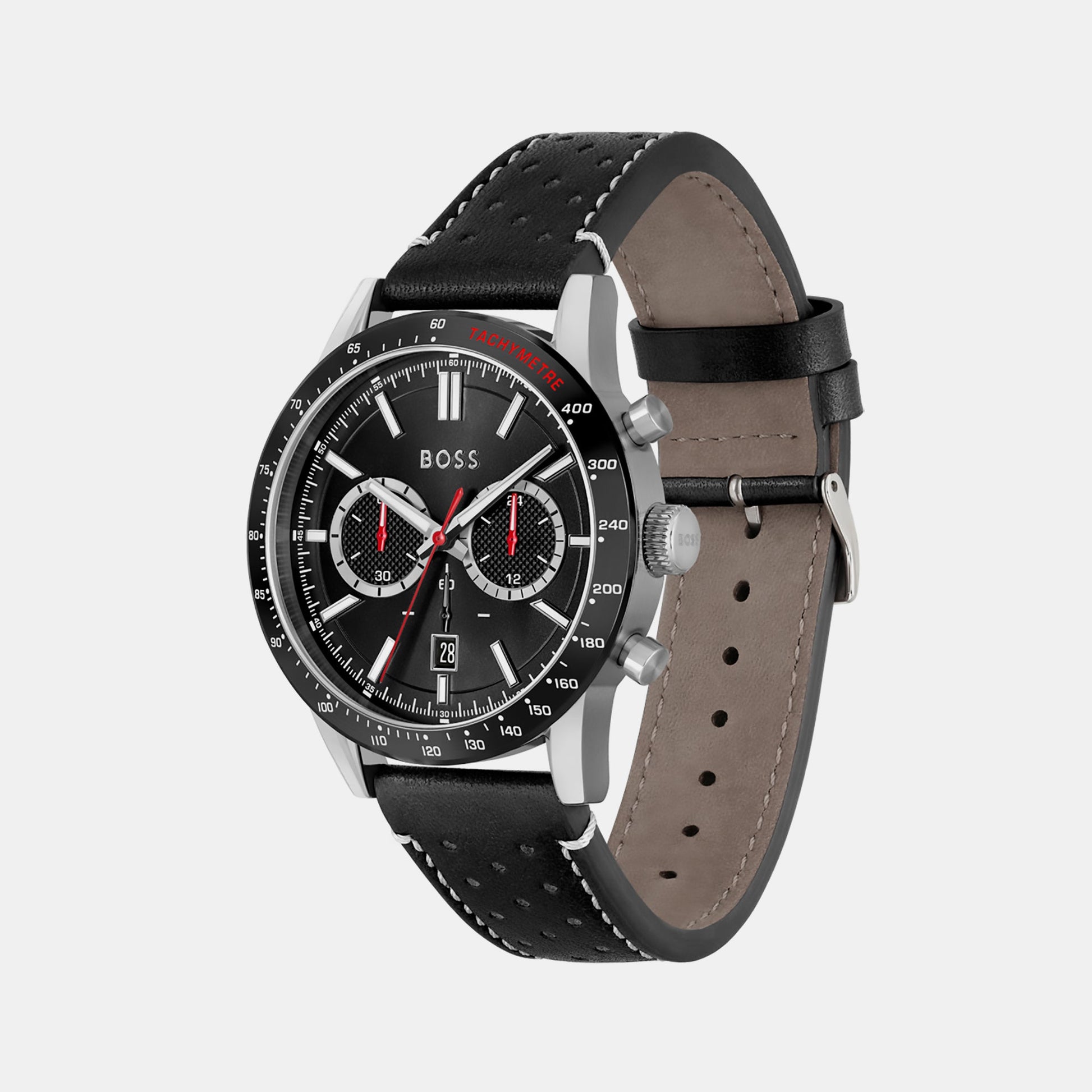 Allure Men Quartz Black Dial Chronograph Leather Watch 1513920