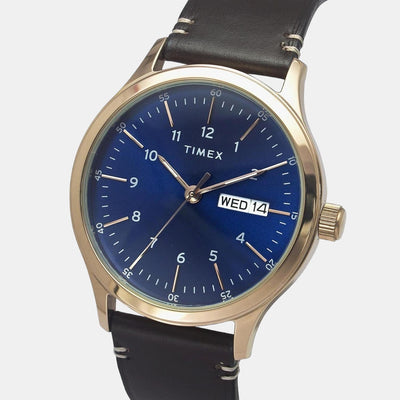 Fashion Men Quartz Blue Dial Analog Leather Watch TWEG19701