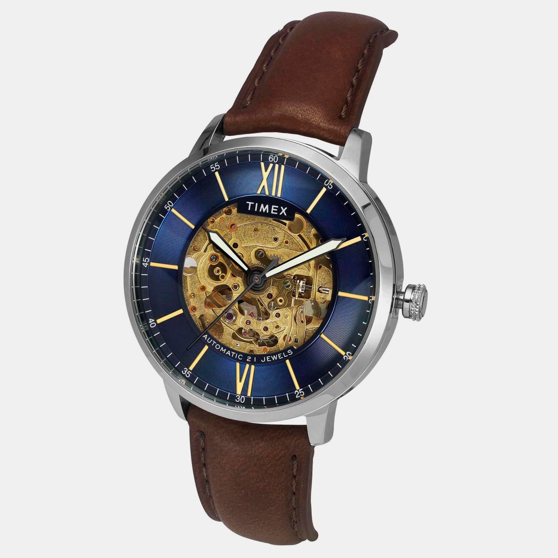 E Class Men Automatic Blue Dial Analog Leather Watch TWEG23501
