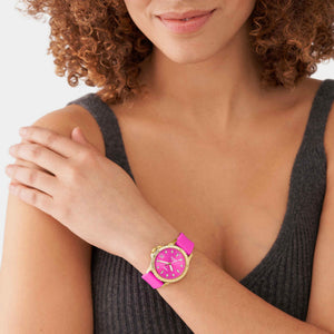 Fb-01 Women Quartz Pink Dial Analog Silicone Watch ES5290