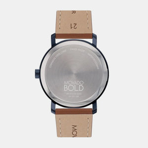 Bold Men Quartz Blue Dial Analog Leather Watch 3601093